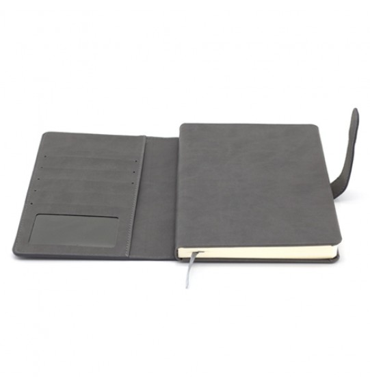 MGA-AP3002 Siyah Termo Deri Kemerli Lüks Kapak / Dikişli Defter Kartvizit ve Evrak Bölmeli Üst Kapak