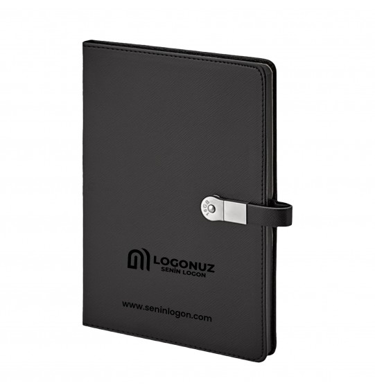 MGA-D1701 Siyah Termo Deri USB'li Defter