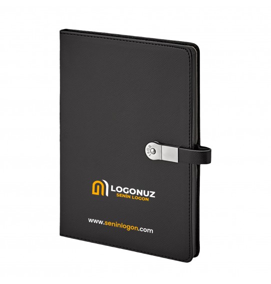 MGA-D1701 Siyah Termo Deri USB'li Defter