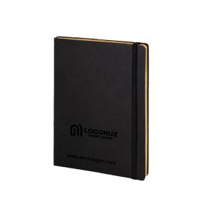 MGA-D2730 Siyah-Altın Varak Termo Deri Defter