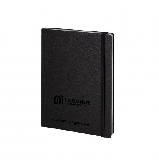 MGA-D2730 Siyah-Gümüş Varak Termo Deri Defter