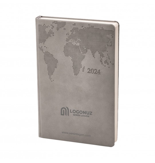 MGA-D378 Gri Termo Deri Tarihli Ajanda (Holmen Kitap Kağıdı)