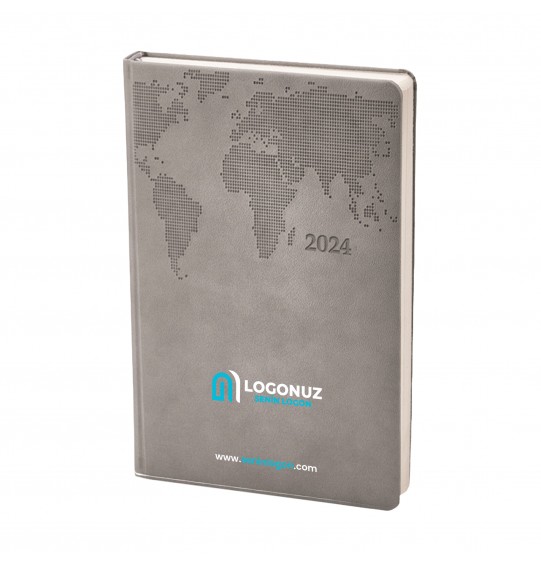 MGA-D378 Gri Termo Deri Tarihli Ajanda (Holmen Kitap Kağıdı)