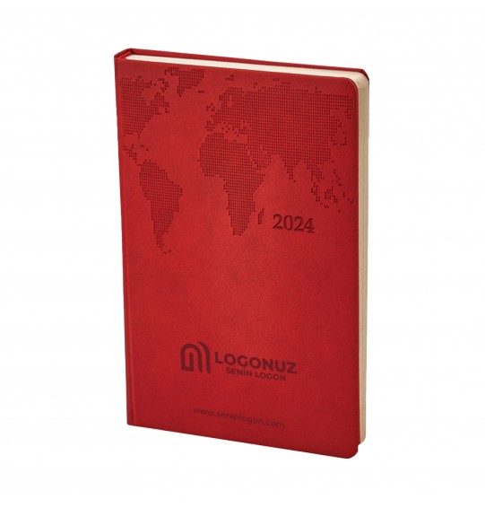 MGA-D378 Kırmızı Termo Deri Tarihli Ajanda (Holmen Kitap Kağıdı)