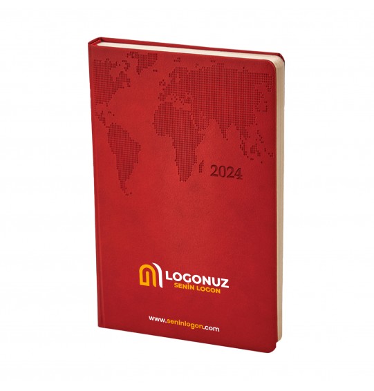 MGA-D378 Kırmızı Termo Deri Tarihli Ajanda (Holmen Kitap Kağıdı)