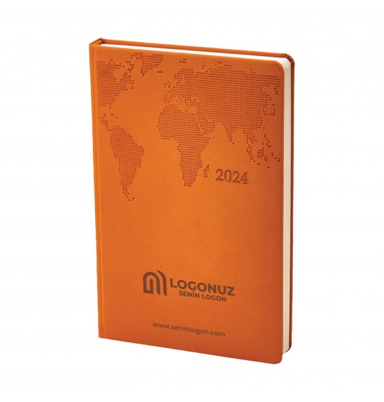 MGA-D378 Turuncu Termo Deri Tarihli Ajanda (Holmen Kitap Kağıdı)