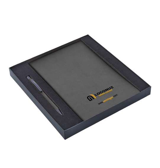 MGA-Z2280-K Siyah Hediyelik Set-Not Defteri-Metal Tükenmez Kalem