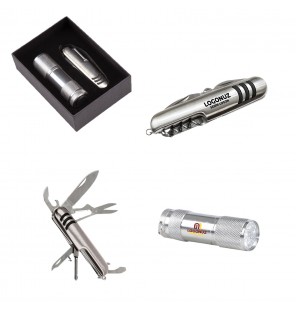 MGA-Z5041 Krom Hediyelik Set 7 Fonksiyonlu Çakı - Led El Feneri