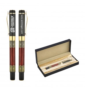 MGA-KS1217-KD Siyah-Gold Metal Dolma Kalem Seti