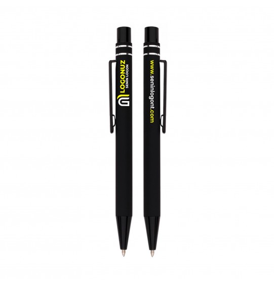 MGA-K522 Siyah Metal Tükenmez Kalem Rubber Gövde