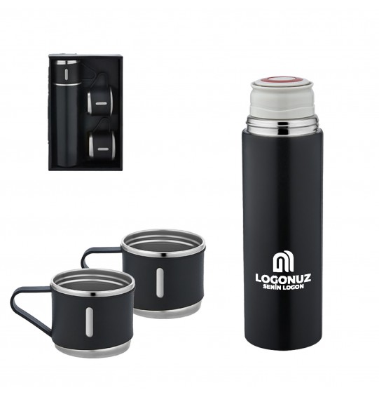 MGA-T5337 Siyah Çelik 3'lü Termos Set / 500 ml