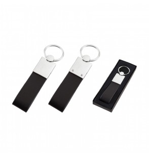 MGA-R230 Siyah Metal Suni Deri Anahtarlık Tek Taraflı