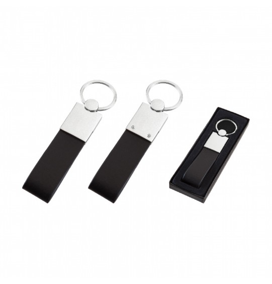 MGA-R230 Siyah Metal Suni Deri Anahtarlık Tek Taraflı