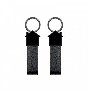MGA-R2402 Çift Taraflı Siyah Metal Suni Deri Anahtarlık