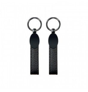 MGA-R2404 Çift Taraflı Siyah Metal Suni Deri Anahtarlık 