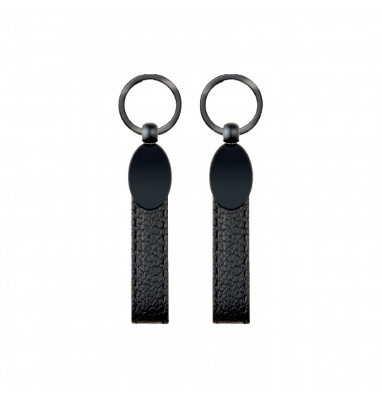 MGA-R2404 Çift Taraflı Siyah Metal Suni Deri Anahtarlık 