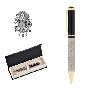 MGA-KS661-KT Tuğra Kabartma Figürlü Metal Tükenmez Kalem Seti