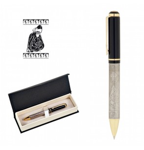 MGA-KS661-KT Mevlana Kabartma Figürlü Metal Tükenmez Kalem Seti