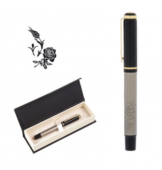 MGA-KS661-KR Lalegül Kabartma Figürlü Metal Roller Kalem Seti