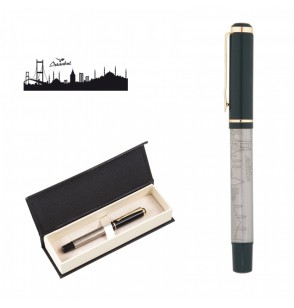 MGA-KS661-KR İstanbul Kabartma Figürlü Metal Roller Kalem Seti