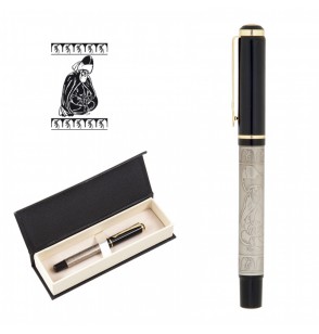 MGA-KS661-KR Mevlana Kabartma Figürlü Metal Roller Kalem Seti