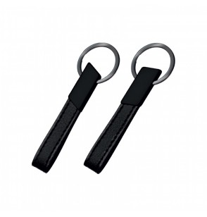 MGA-R2411 Çift Taraflı Siyah Metal Suni Deri Anahtarlık 