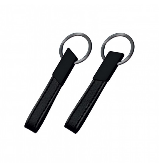 MGA-R2411 Çift Taraflı Siyah Metal Suni Deri Anahtarlık 