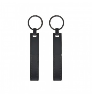 MGA-R2412 Çift Taraflı Siyah Metal Suni Deri Anahtarlık 