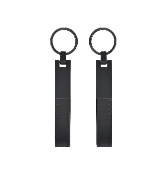 MGA-R2412 Çift Taraflı Siyah Metal Suni Deri Anahtarlık 